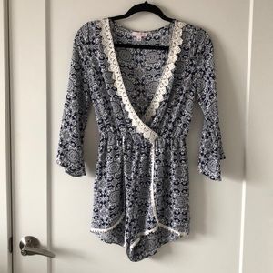 Navy floral romper